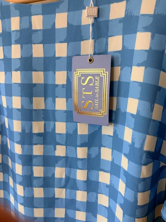 STS sail to Sable Blue and White Gingham Ruffle Sleeve Dress size 6 New with Tag - Picture 4 of 11